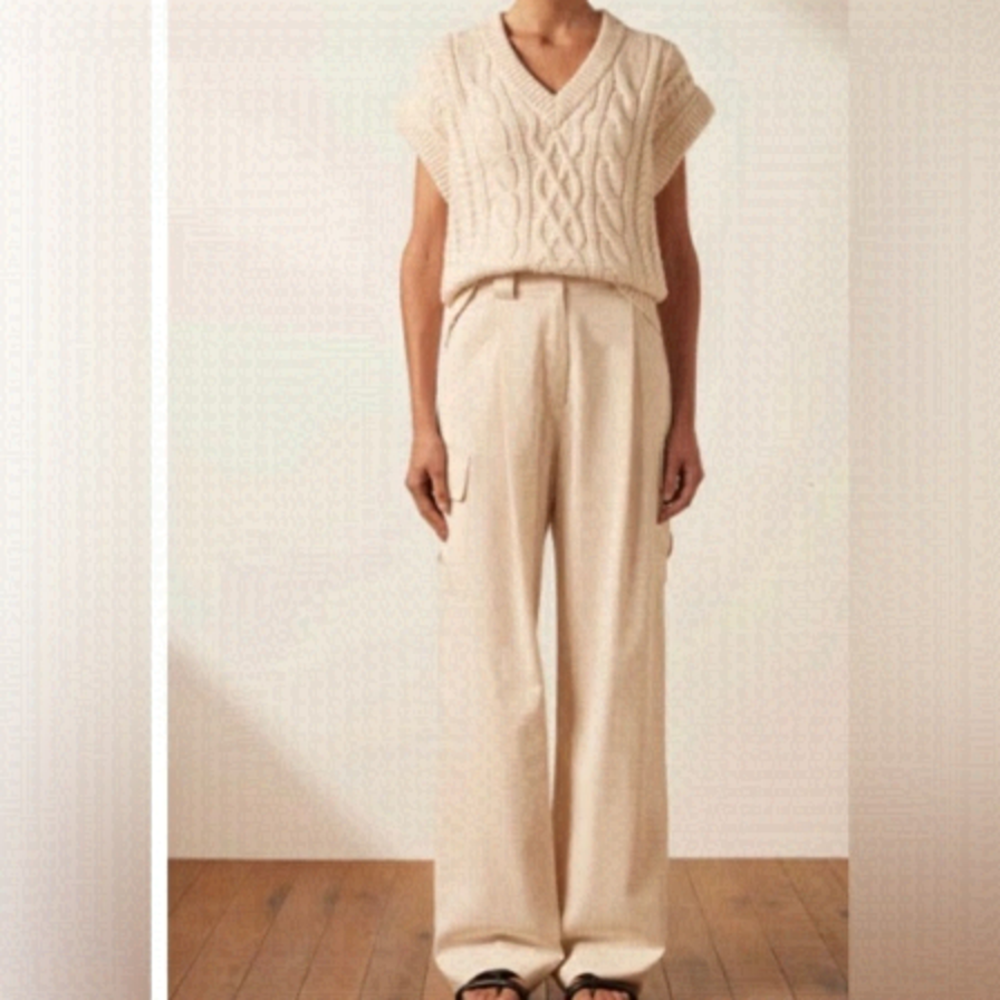 SHEKOU Twisted Knit Cable Sweater Women Size S